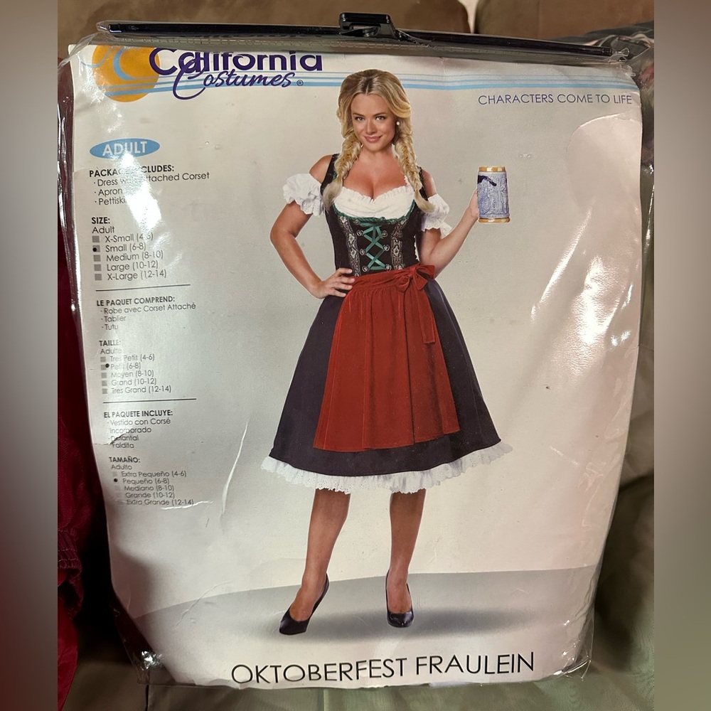 California Costumes Oktoberfest Fraulein Dress - Black and Red(burgundy)